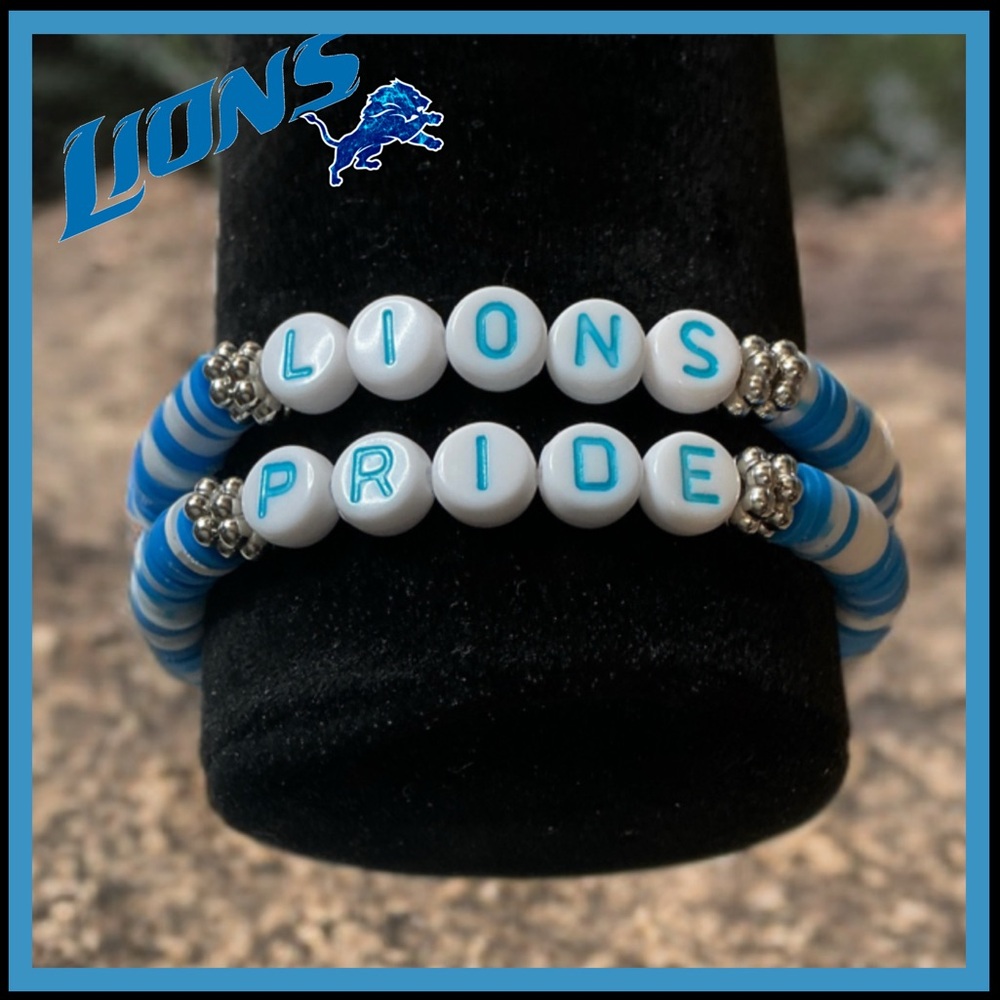 NFL- Lions Pride -NEW Handmade Clay Beaded Bracelet